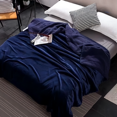 素色法蘭絨 羊羔絨暖毯被, 雙層保暖, 多色任選, 200 x 150cm, 寶石藍