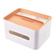 多功能面紙收納盒, 膚色, 頂部多格收納設計, 桌面收納好幫手, 1個