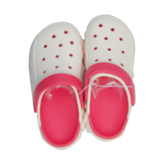 時尚個性踩屎感EVA兩用洞洞鞋 透氣皮面質感, 235mm, 白紅