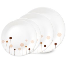 Corelle Brands 康寧餐具 花棉圓盤組 美國製造, 混合顏色, 1組, 圓形小盤子2個 + 圓形中盤子1個 + 圓形大盤子1個