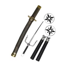 摩達客 COSPLAY派對裝扮 包含忍者劍、匕首、飛鏢、金箍棒, 1組, 忍者造型配件5件組