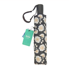 2mm 時尚滿版印花黑膠降溫晴雨兩用多段式自動開收傘, 黑色 + 白色 + 黃色