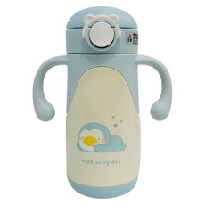 PUKU 藍色企鵝 Warmer不鏽鋼吸管學習杯 350ml 6個月以上適用, 1個, BLUE