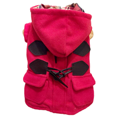 SassyDog牛角扣大衣, 紅色, 1件