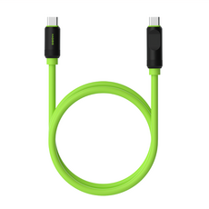 HAGiBiS 海備思 數位顯示直頭矽膠 全功能傳輸線 Type-C 240W 防纏繞線, 100cm, 螢光綠色, 1條