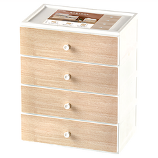 KEYWAY 聯府 楓木桌上收納盒 258 x 184 x 325mm 四層, 木色 + 白色, 2個