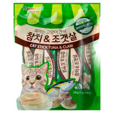 Tamsaa 擠著吃的貓零食 金槍魚+蛤蜊 無防腐劑 無色素, 280g, 1袋