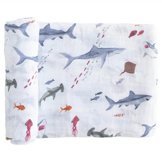 little unicorn 紗布巾 100%純棉 120x120cm, 鯊魚先生