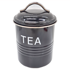 SALUS 佐藤金屬 復古收納罐 TEA 黑色, 1個