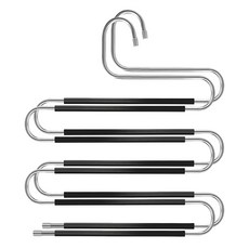 AHOYE S形不鏽鋼褲架/多層衣架, S型 銀色 + 黑色, 2個