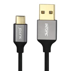 INTOPIC 廣鼎鋁合金快速充電傳輸長線 USB-Type-C, 2m, 黑色 + 灰色, 1個