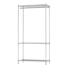KI WISH 居家生活 三層衣櫥架 銀色 無布套 開放式衣櫃 多層收納, 90 x 46 x 180cm