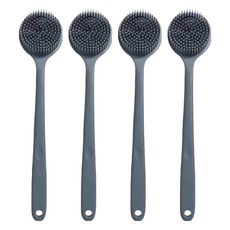 矽膠洗澡洗背刷, 規格: 38x8x3.5cm, 沈穩灰, 4支
