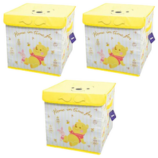 收納王妃 迪士尼方形收納箱, 條紋維尼, 3個
