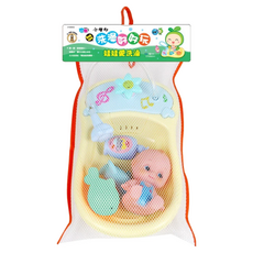 世一 洗澡好好玩 Set, 嬰兒娃娃洗澡玩具組，附網狀袋子, 娃娃愛洗澡, 1組