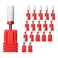 美甲陶瓷打磨頭 Set 6個 3/32" Large Barrel(F), 細磨紋圓柱平頭, 18個