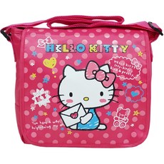 Hello Kitty 凱蒂貓 直式側背袋 - 尼龍布, 愛心信 粉色