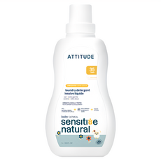 ATTITUDE 艾特優 寶寶敏感肌膚洗衣精, 無香味, 超溫和, 1L, 1瓶