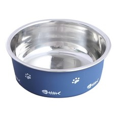 寵物夢工廠 北歐風不鏽鋼腳印碗 L, 藍色, 2個