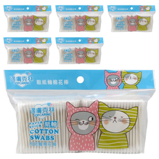 適膚克林 400支 高韌性紙軸棉棒, 6袋