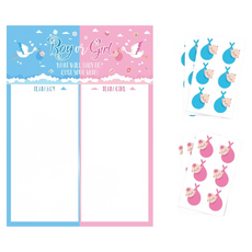 性別投票海報 - 海報 36張性別投票貼紙, 58 x 42cm, 白色送子鳥