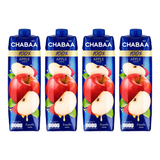 CHABAA 啜吧 100%蘋果汁 泰國原裝進口 原汁原味, 1L, 4瓶
