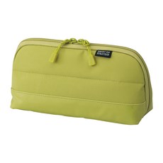 LIHIT LAB. 鉛筆盒 A7688-6 黃綠色, 雙拉鍊設計, 輕巧便攜, 多功能收納, 1個
