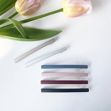 粉彩色霧面纖細方形自動髮夾6件組