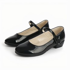 Woori Doori 女童款低跟皮鞋 亮面 魔鬼氈設計