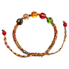 財神小舖 六字箴言五行玉米結手鍊, 五行琉璃珠約8mm, 手圍15~23cm, 五色線, 15~23cm, SL9008