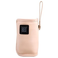 aibo 奶瓶/玻璃瓶/易開罐USB保溫杯套, Type-C供電, 三檔溫度切換, 恆溫加熱, 皮革粉紅, 1個