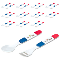 TATUNG 大同磁器 美耐皿法國熊叉匙組 12個一套, 白色, 湯匙 + 叉子, 1組