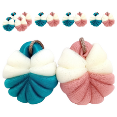 粉彩小兔 手柄沐浴球, 綠色 + 粉色, 12個裝, 1組