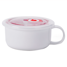 AHOYE 純白陶瓷泡麵碗 附保鮮蓋, 白色, 1個