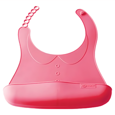 sillymann 100%鉑金矽膠幼兒軟式圍兜 安全無毒 柔軟, 甜心粉, 1入, 1個