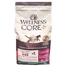 WELLNESS 寵物健康 室內貓 CORE 營養穀物 腸胃消化機能 乾飼料, 深海魚, 5lb, 1袋