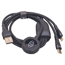 REMAX 睿量 RC-C169 多功能免升級三合一快充充電線 2.4A 1.2M, 黑色, 1個