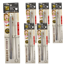 minono 米諾諾 316不鏽鋼吸管 附刷 兒童大直型, 6個, 1組