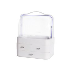 VITAHALO 化妝品收納箱 帶透明蓋, 白色, 1組