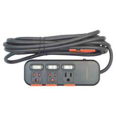 PowerSync 包爾星克 3開3插滑蓋防塵防雷擊延長用電源線組, 4.5m, 黑色, 1條