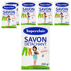 Superclair 衣物去漬皂, 法國原裝進口, 添加小蘇打, 有效去汙, 200g, 6個