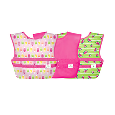 green sprouts 小綠芽 魔鬼氈雙面防水/防食物掉落圍兜 Set, 西瓜冰棒, 3個, 1組