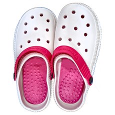 HOUDER 卡通造型洞洞拖鞋 白粉色 38~39碼 厚底5cm 兒童涼拖鞋, 1入