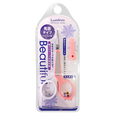 Lumina 露蜜 雙色柄直剪 鋒利不鏽鋼刀片 附安全保護蓋, 1支, 白色/粉色