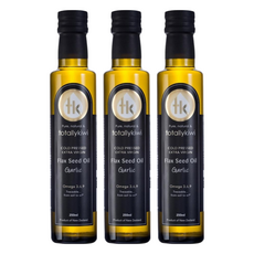 totally kiwi 紐西蘭冷壓初榨亞麻仁油 蒜香, 250ml, 3瓶