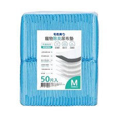 毛乾爽 寵物除臭尿布墊 M號 50片, 快速吸收, PE防水膜, 除臭, 添加活性碳, M(45 x 60cm), 1包