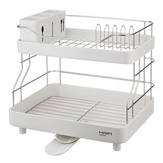 HANSSEM 雙層餐具瀝水架 42*32.5*38cm, 2層, 白色, 1個