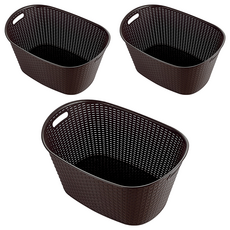 KEYWAY 聯府 大藤藝美樂置物籃 24L, 棕色, 3個
