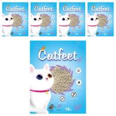 Catfeet 低粉塵抗菌凝結貓砂 膨潤土材質 活性碳 10L, 薰衣草, 7kg, 5袋