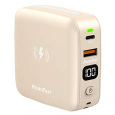 PhotoFast MUTICharge Ultra 萬用充 五合一磁吸行動電源 195g, MUTICHARGEPLUS10000, 奶茶色